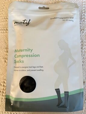 NWT Motif Maternity Compression Socks, Black, Size Small